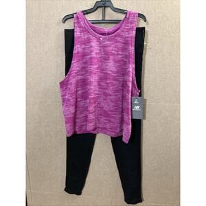 New Balance Women's Athletics Tank & Leggings Set Sz L New 2 Pack Pink Black $80